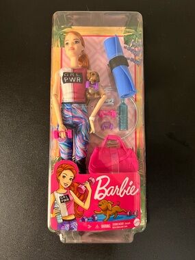 Barbie Fitness Doll GRL PWR Red-Haired w/ Puppy & 9 Accessories New